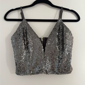 Sequin Silver Crop Top